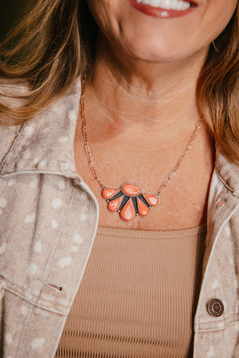 Boho Sol: Coral Sunset Statement Necklace