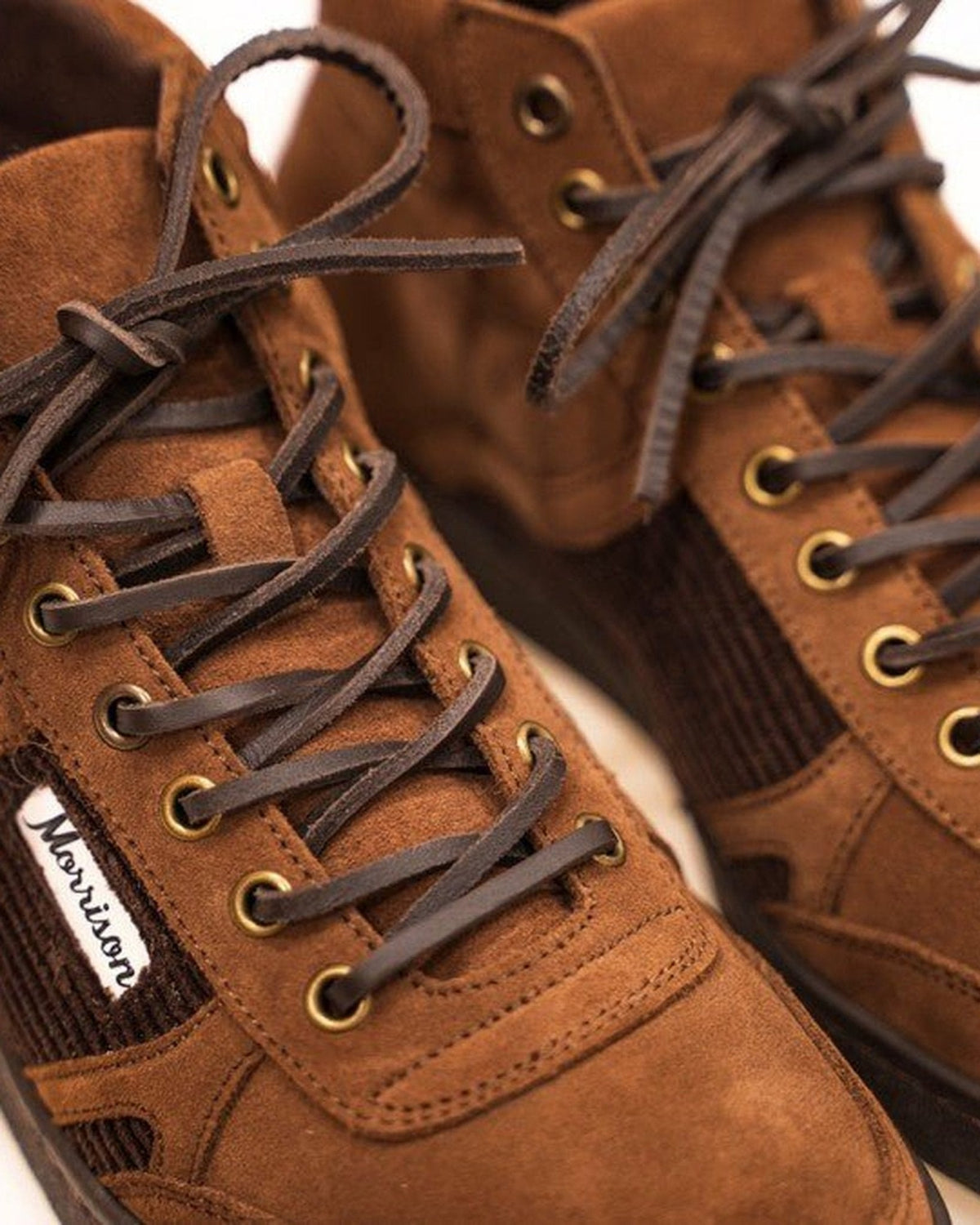 Dark brown flat leather laces