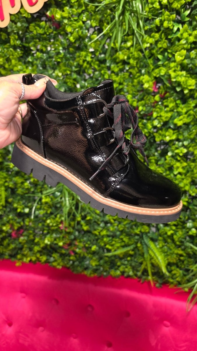 Corky's Black Crinkle Patent Campfire Boots