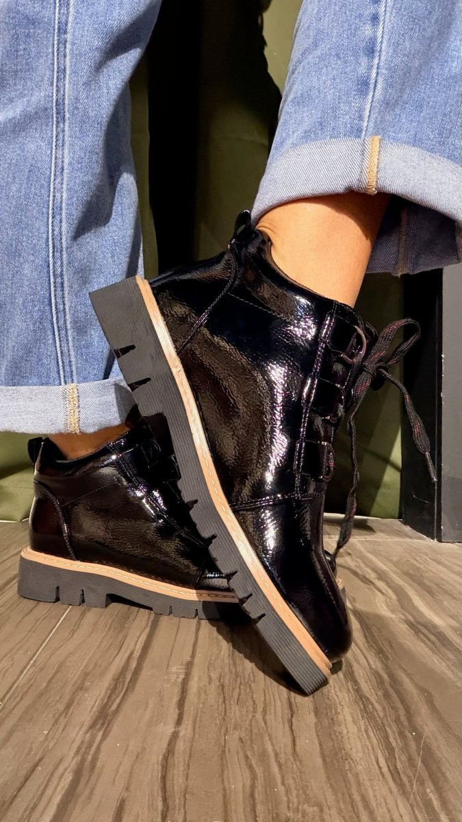 Corky's Black Crinkle Patent Campfire Boots
