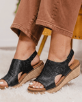 Corky's Black Embossed Floral Volta II Sandals