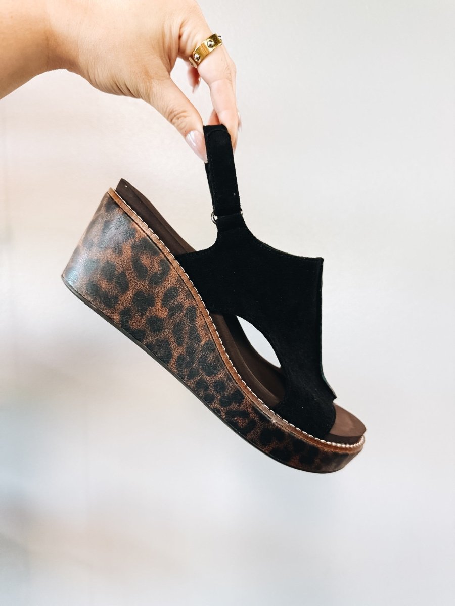 Corky's Black Leopard Combo Carley Sandals