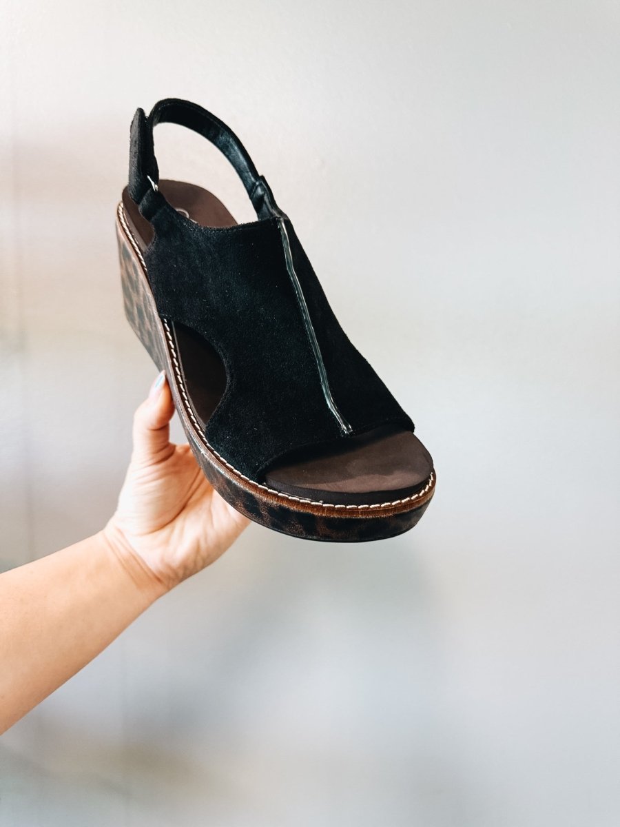 Corky's Black Leopard Combo Carley Sandals