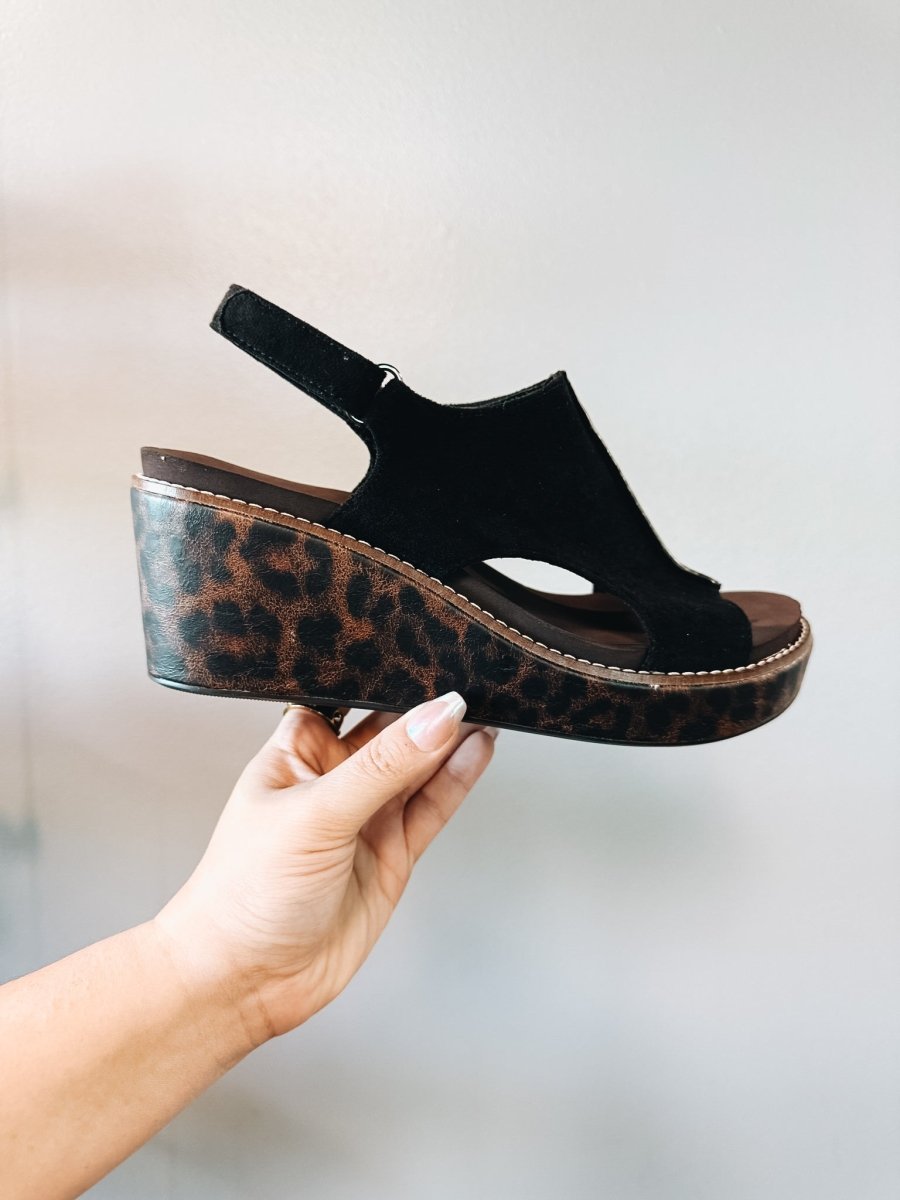 Corky's Black Leopard Combo Carley Sandals