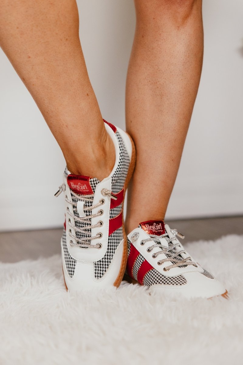 Corky's Black White Houndstooth Heads Up Sneakers