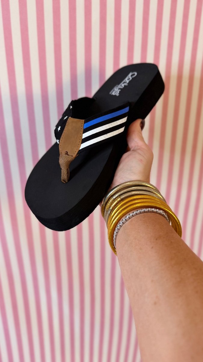 Corky's Black With Blue 2 Liberty Sandals