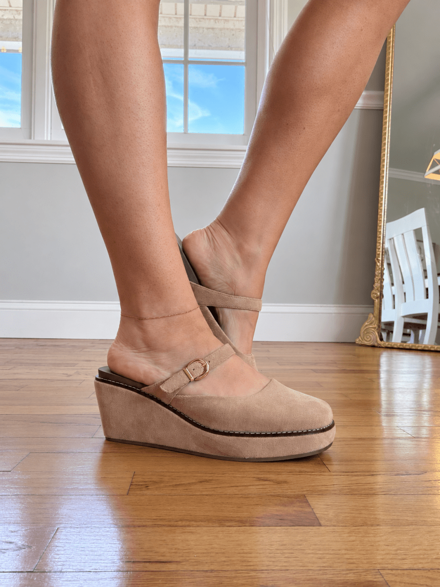Corky's Camel Faux Suede Me Time Wedges