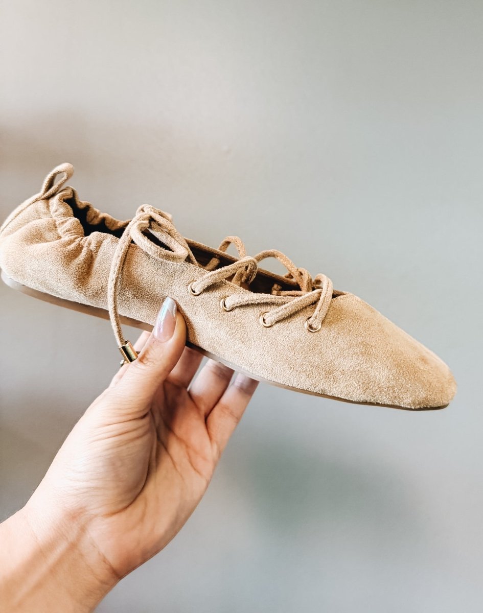 Corky's Camel Faux Suede Tied Up Flats