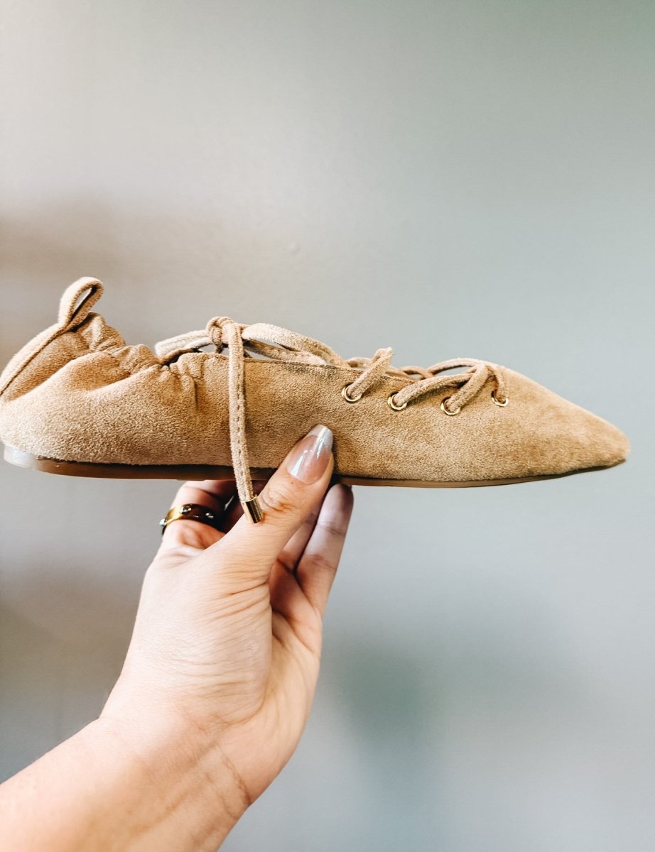 Corky's Camel Faux Suede Tied Up Flats