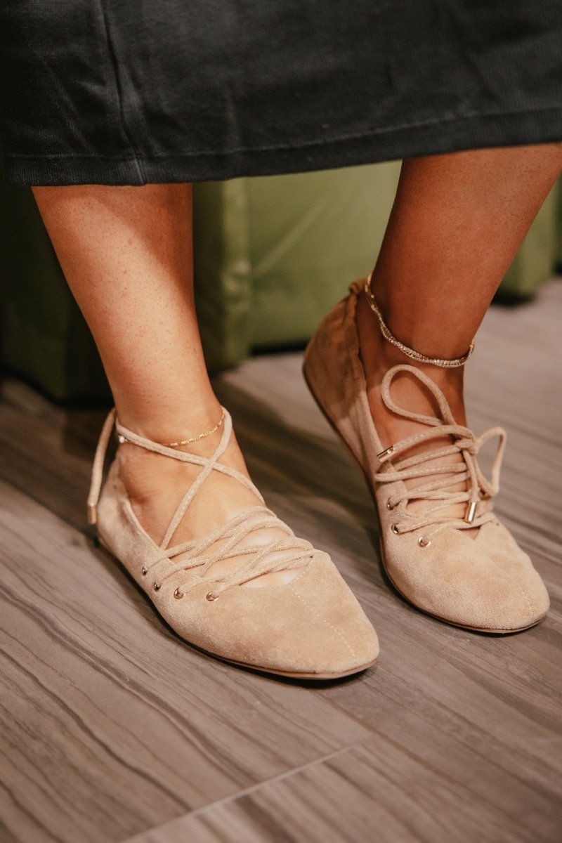 Corky's Camel Faux Suede Tied Up Flats