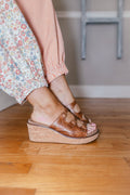 Corky's Cognac Crinkle Don't Mind Me Wedges