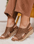 Corky's Cognac Emboss Floral Volta II Sandals