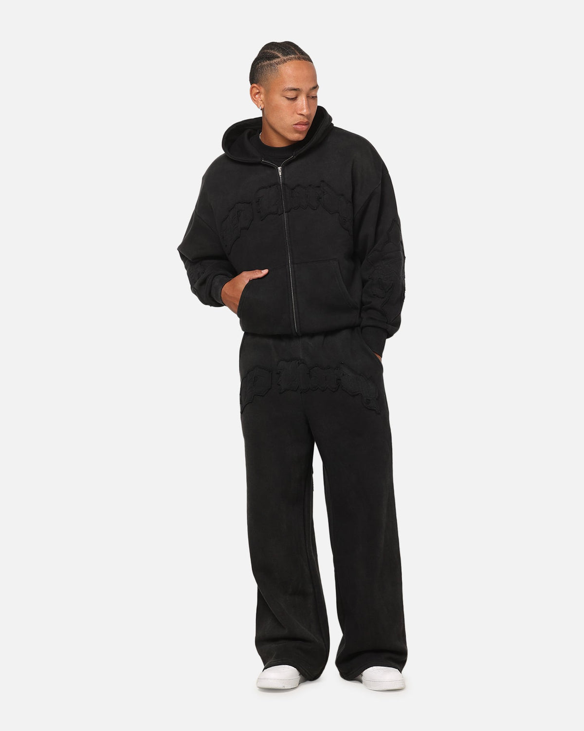 Ed Hardy Fray Track Pants Black