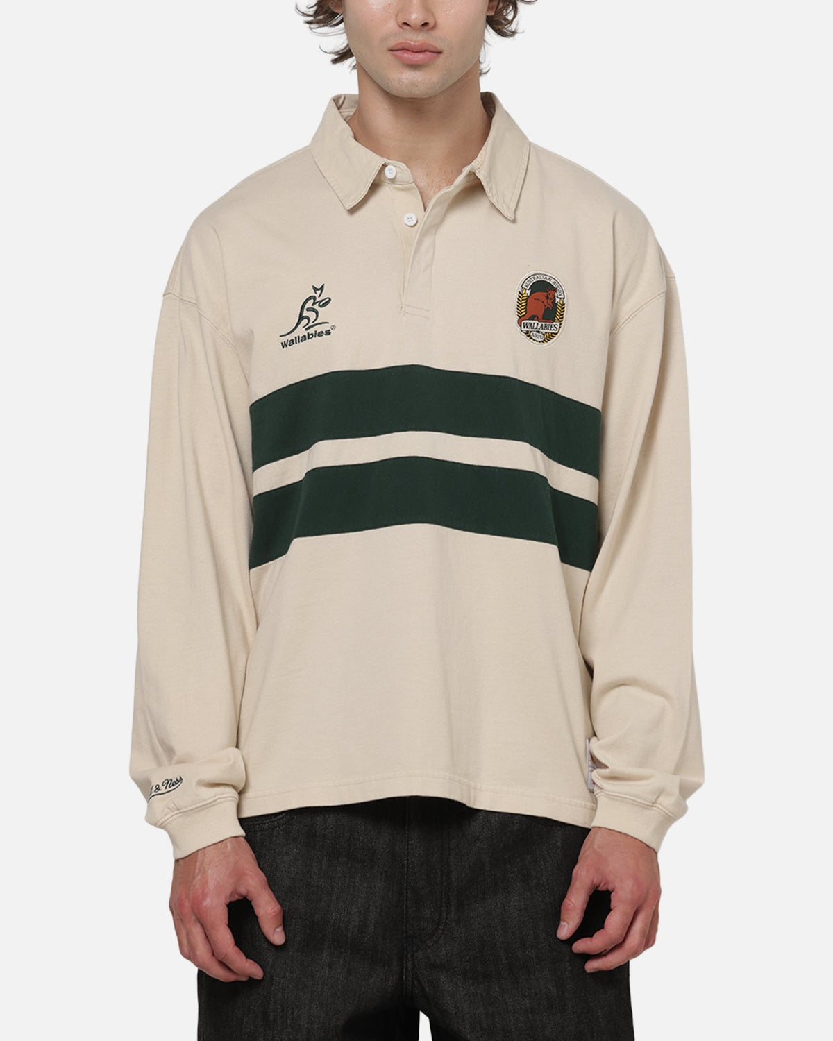 Mitchell & Ness Wallabies Rugby Long Sleeve Polo Ivory