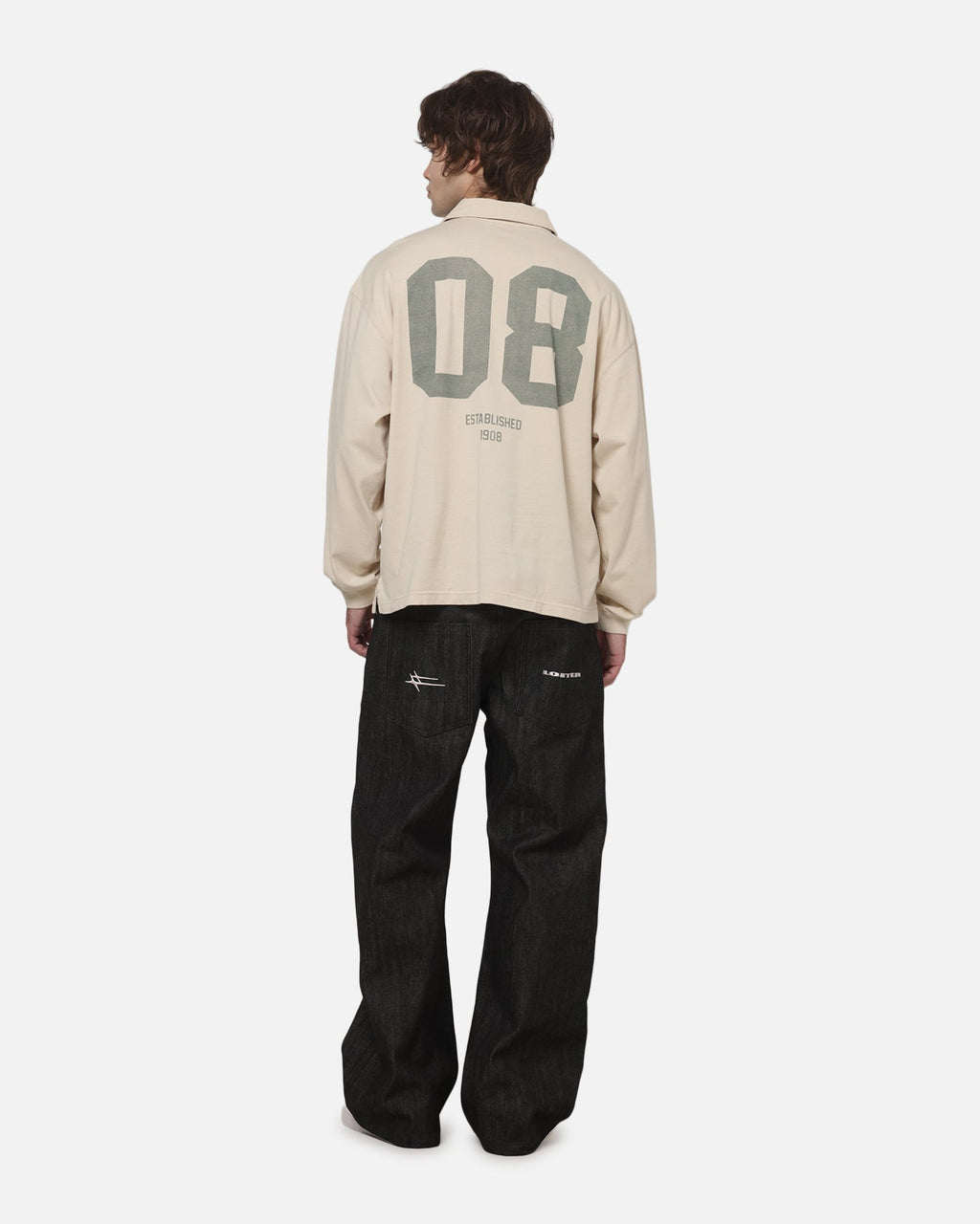 Mitchell & Ness Wallabies Rugby Long Sleeve Polo Ivory