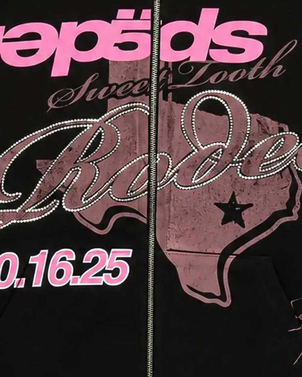 Sp5der Rodeo Texas Zip Up Hoodie Black