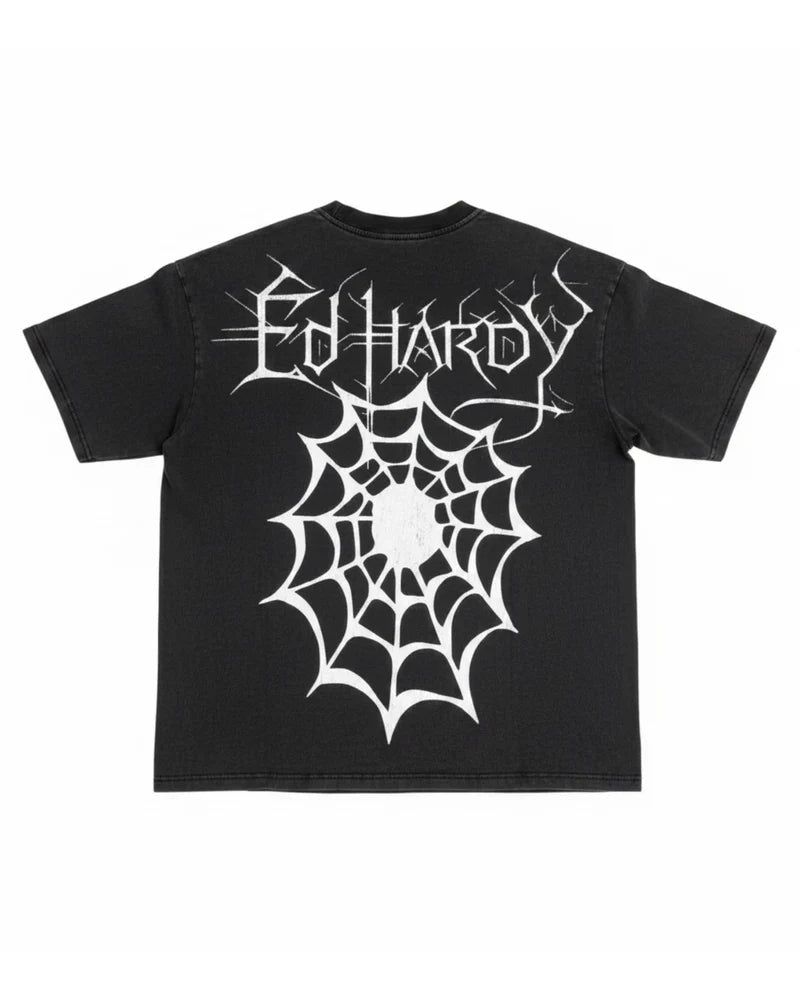 ED HARDY HEART WEB  WASHED BOXY TEE