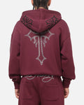 Ed Hardy Trinity Rhinestone Zip Hoodie Plum