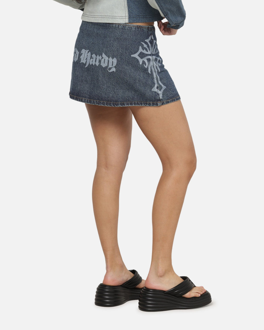 Ed Hardy Women's Crossfire Wrap Skirt Mid Blue