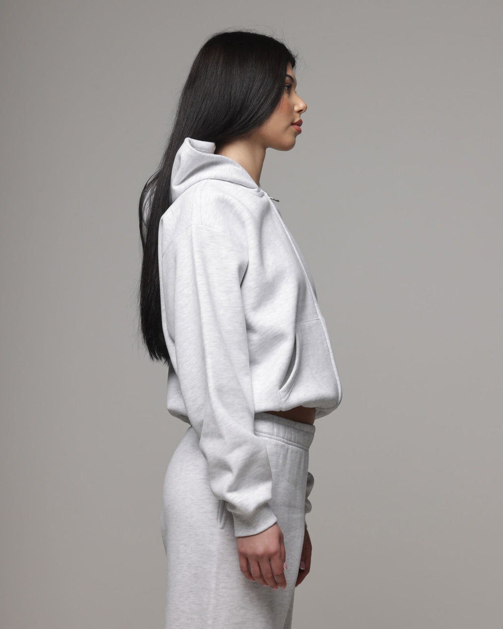 American Thrift Women's Classic Zip Hoodie Grey Heather