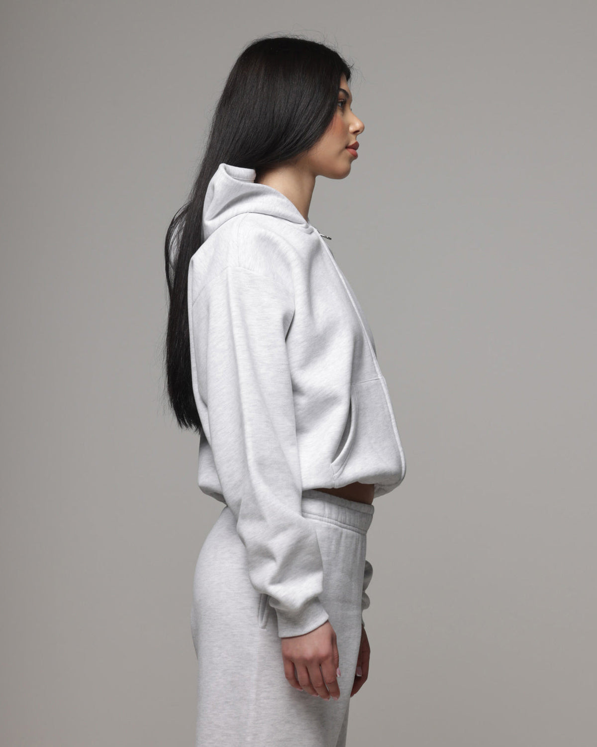 American Thrift Women's Classic Zip Hoodie Grey Heather