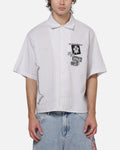 Worship Restraint Box Crop Shirt White Pinstripe