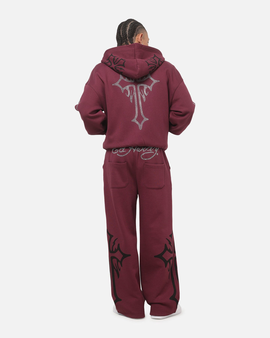 Ed Hardy Trinity Rhinestone Zip Hoodie Plum