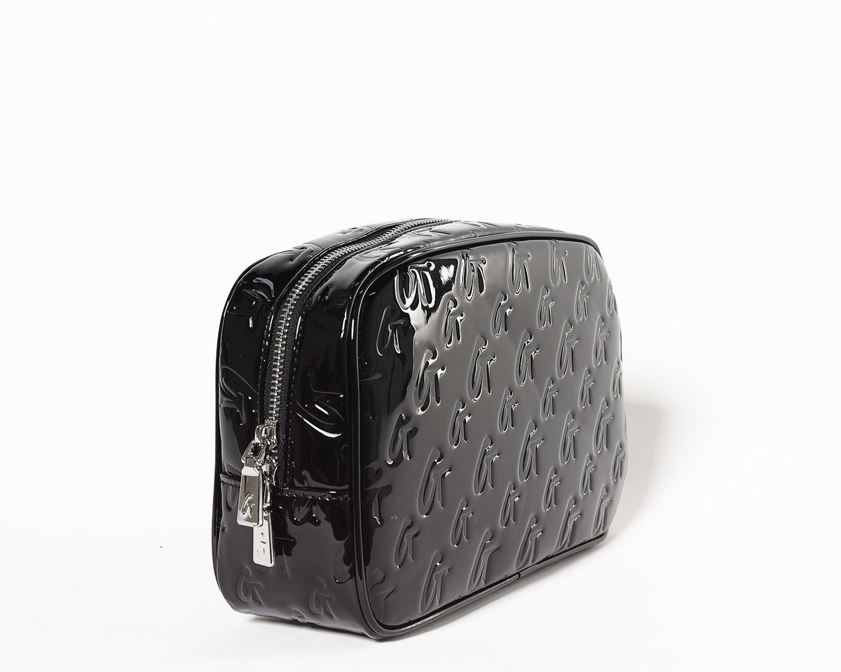 SMALL MONOGRAM TOILETRY BAG - MIRROR BLACK