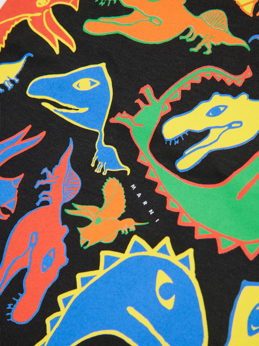 MARNI White Cotton T-shirt with Colorful Dino Print Kids Apparel