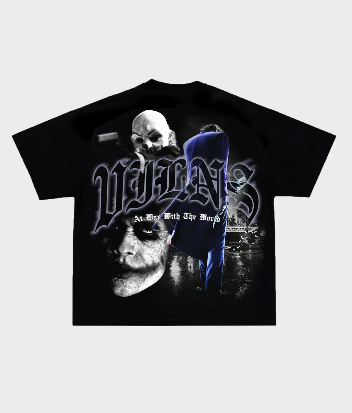 VILLAIN ATTIRE JOKERS WORLD TEE BLK