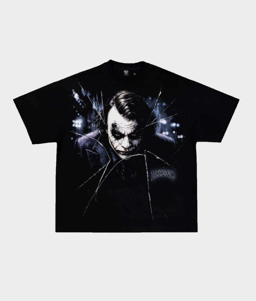 VILLAIN ATTIRE JOKERS WORLD TEE BLK