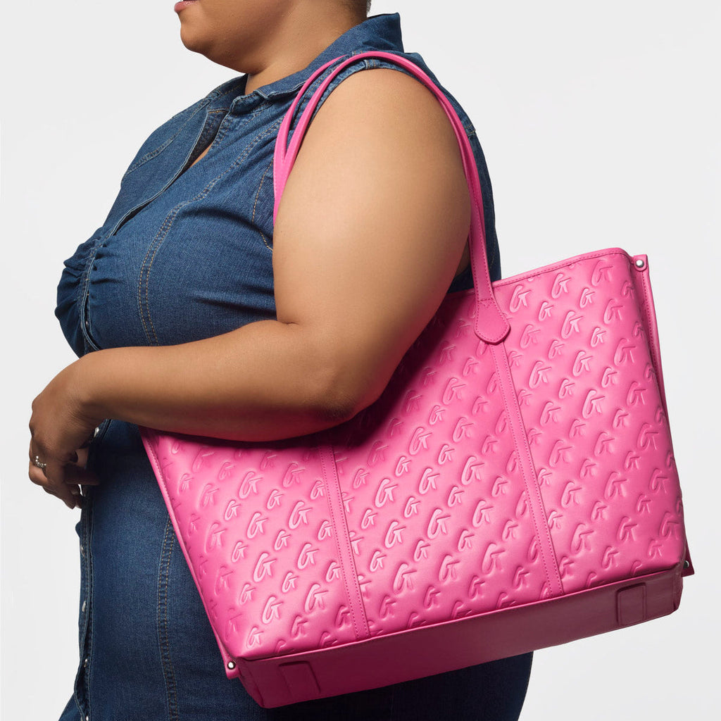 XL MONOGRAM SLEEK TOTE - HOT PINK
