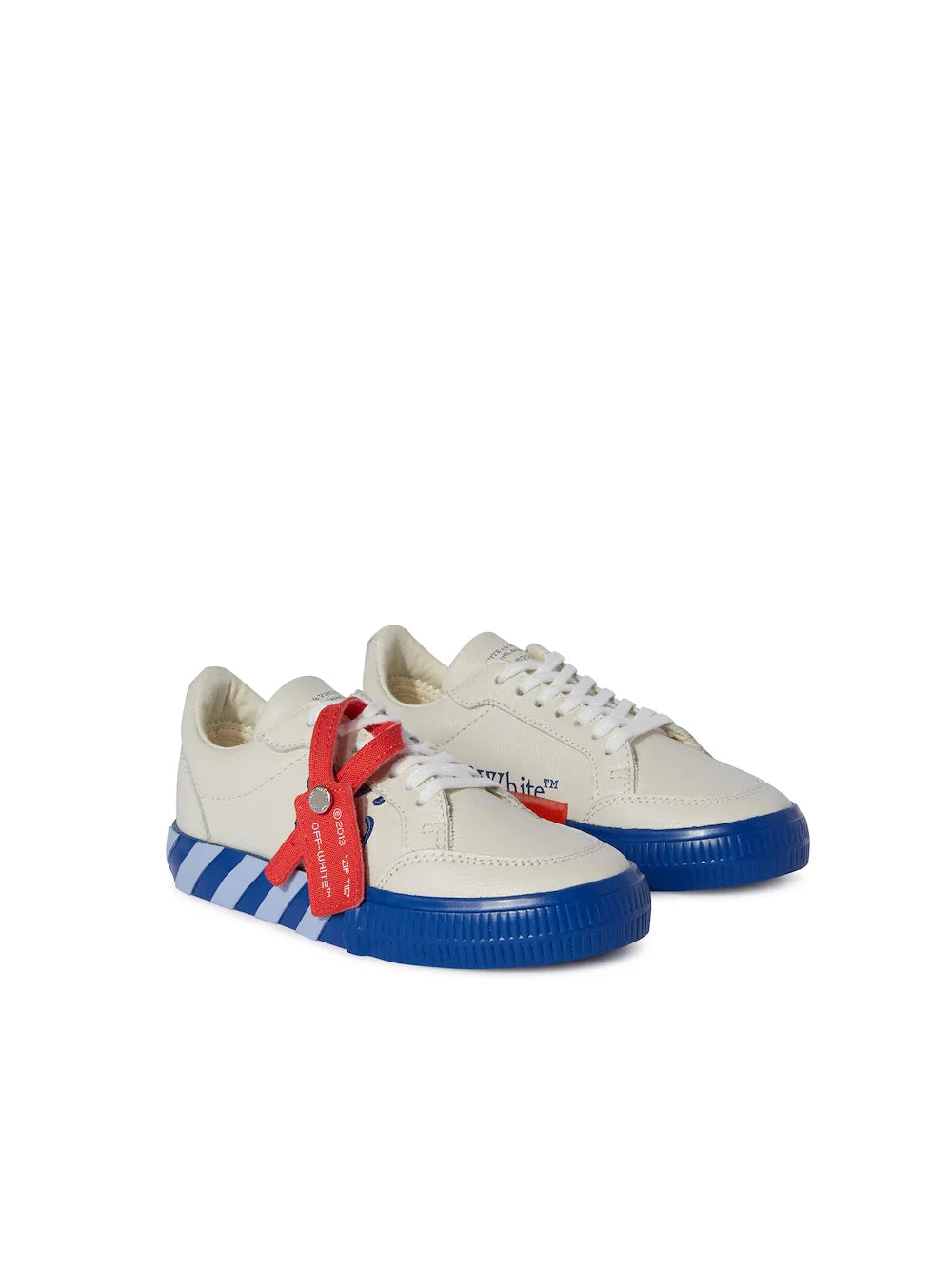 OFF WHITE Low Vulcanized Leather Kids Sneakers