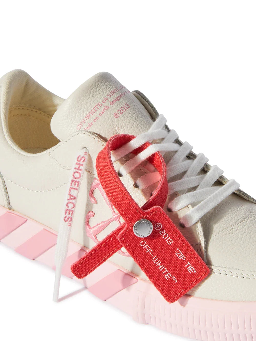 OFF WHITE Low Vulcanized Leather Kids Sneakers