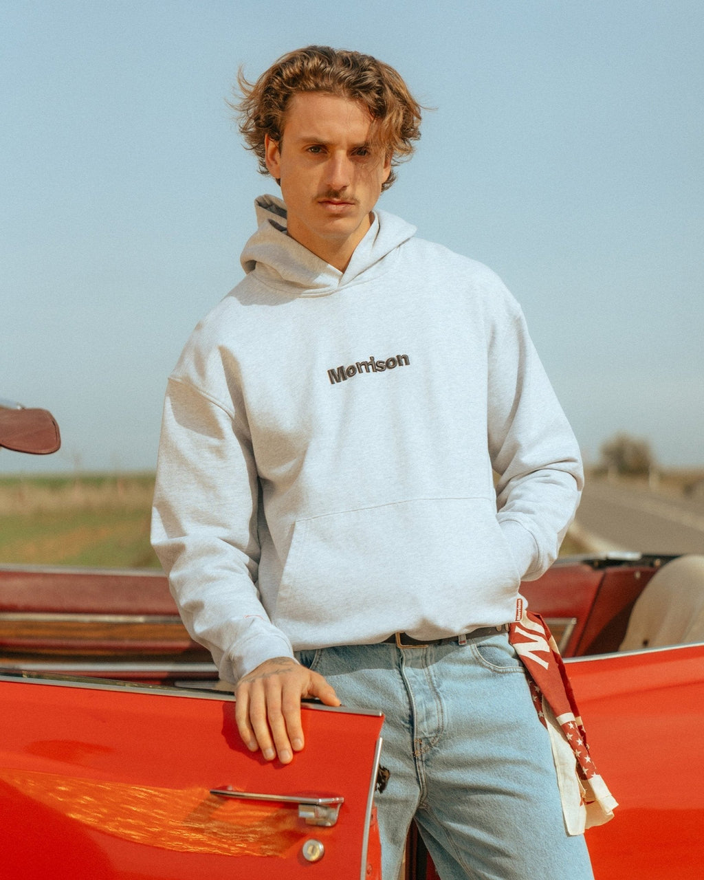 PEACH GREY BOXY HOODIE