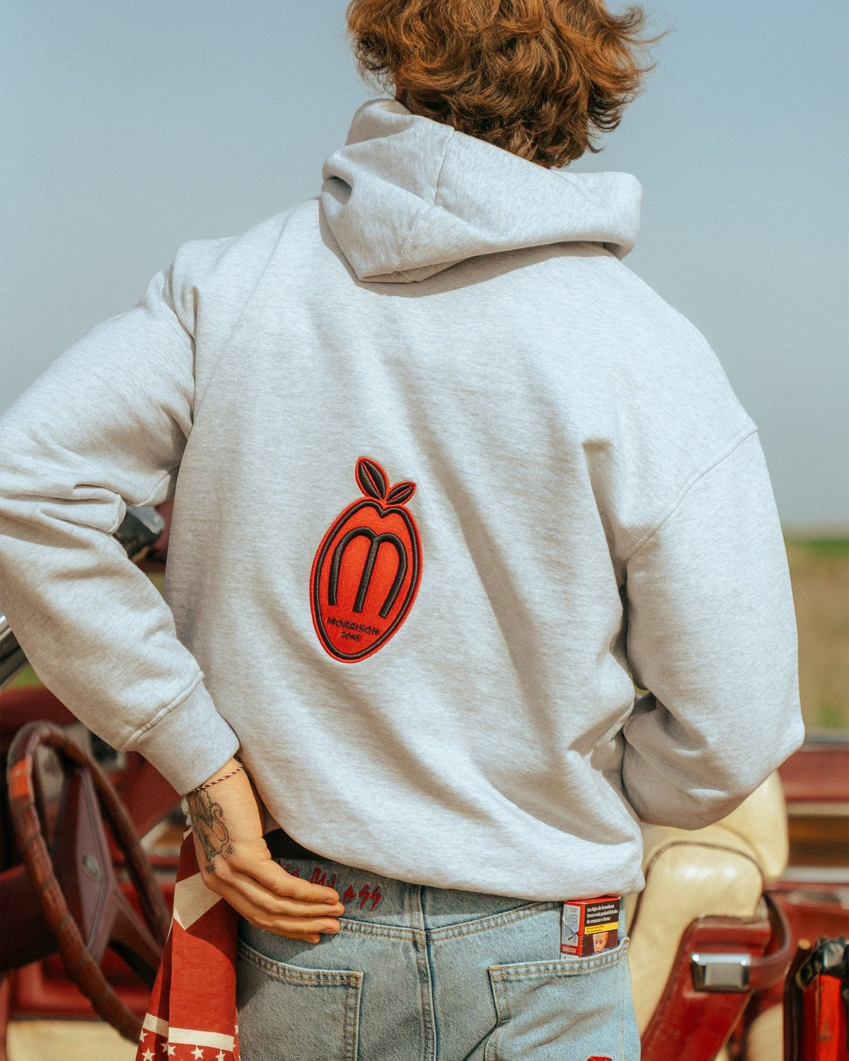 PEACH GREY BOXY HOODIE