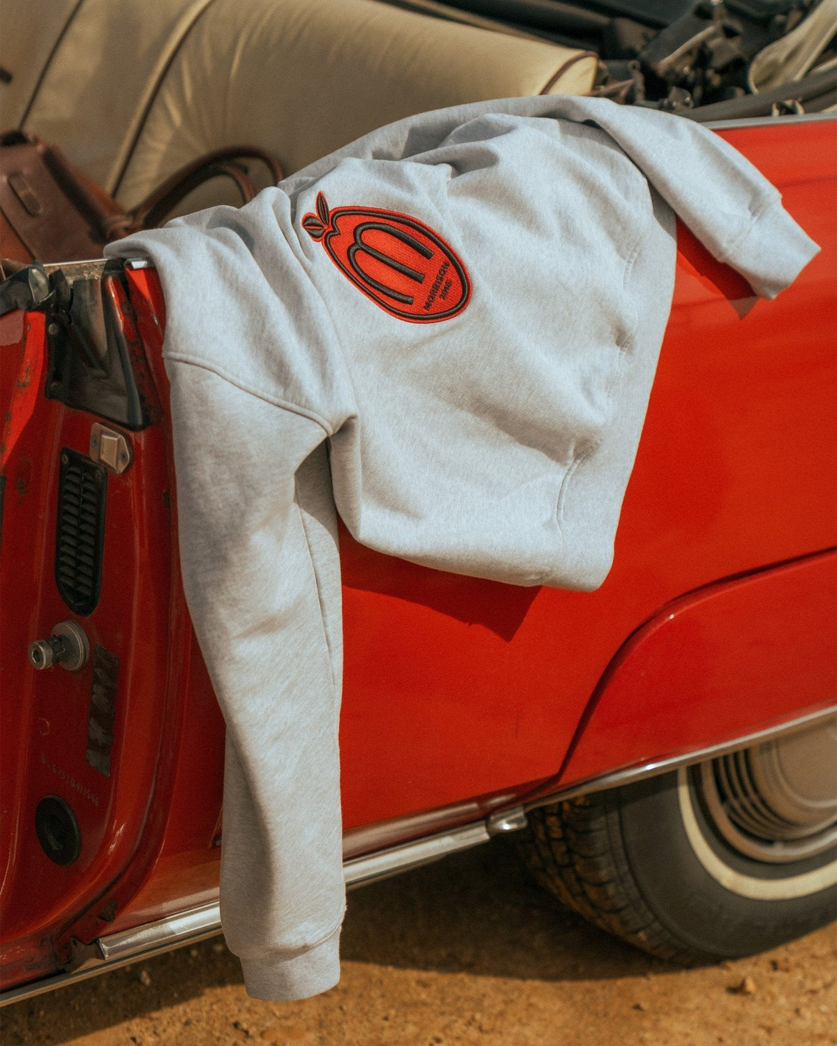 PEACH GREY BOXY HOODIE