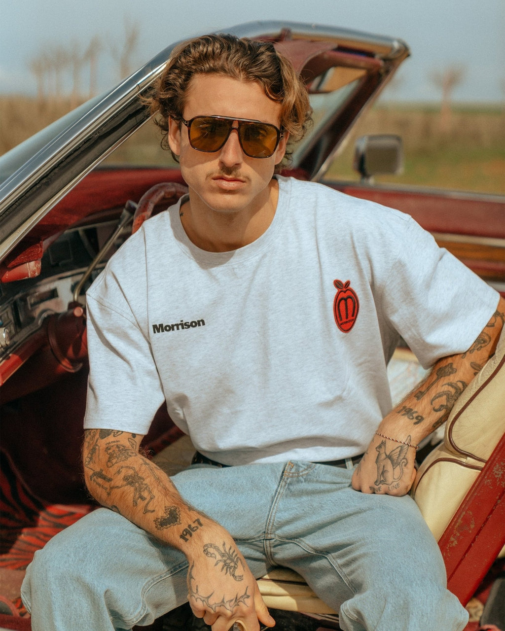 PEACH GREY BOXY TEE