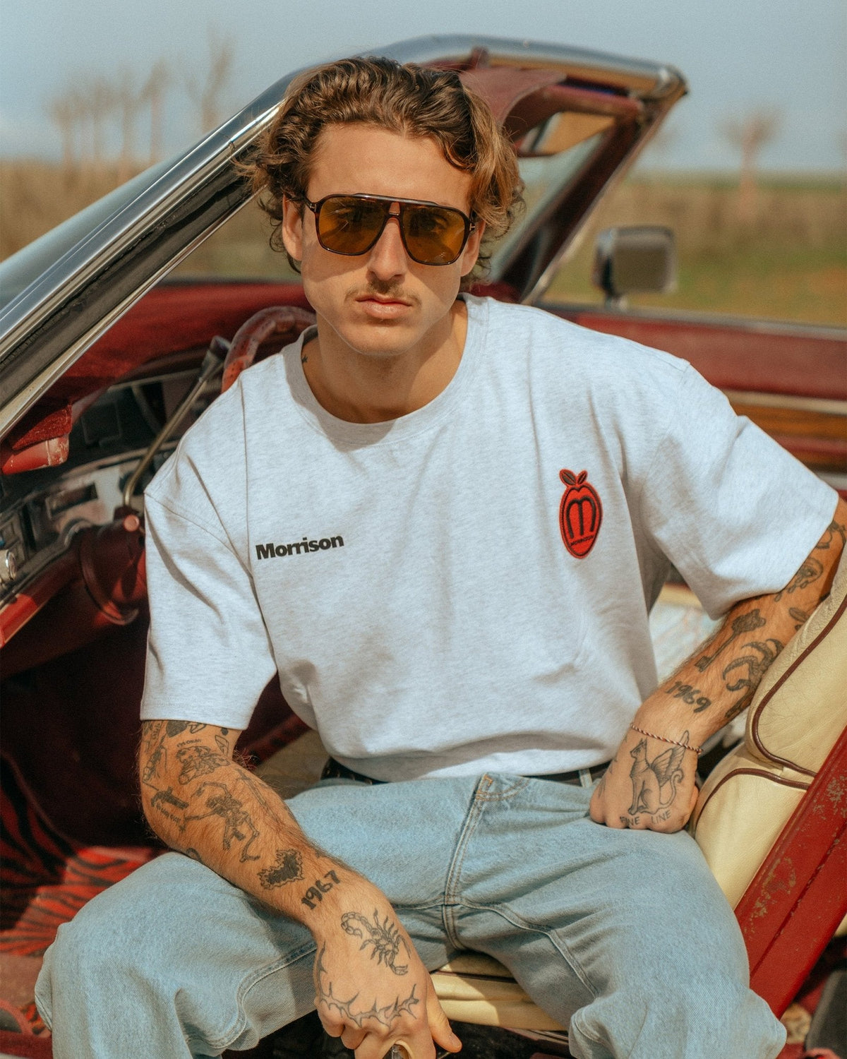 PEACH GREY BOXY TEE