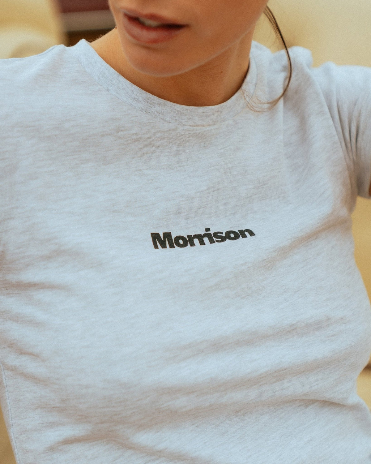 PEACH GREY SLIM CROP TEE