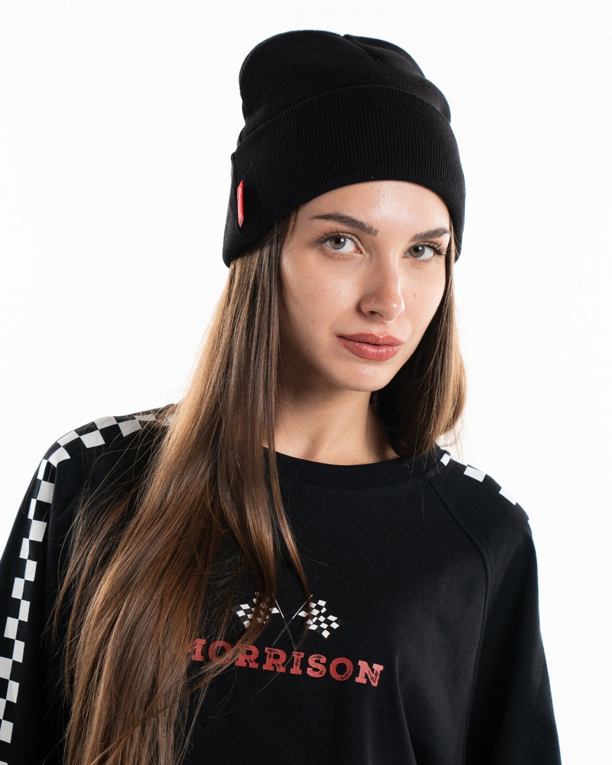 RAW PATCH BLACK BEANIE