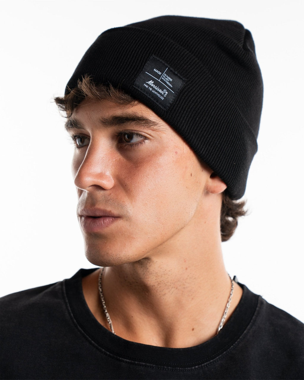 RAW PATCH BLACK BEANIE
