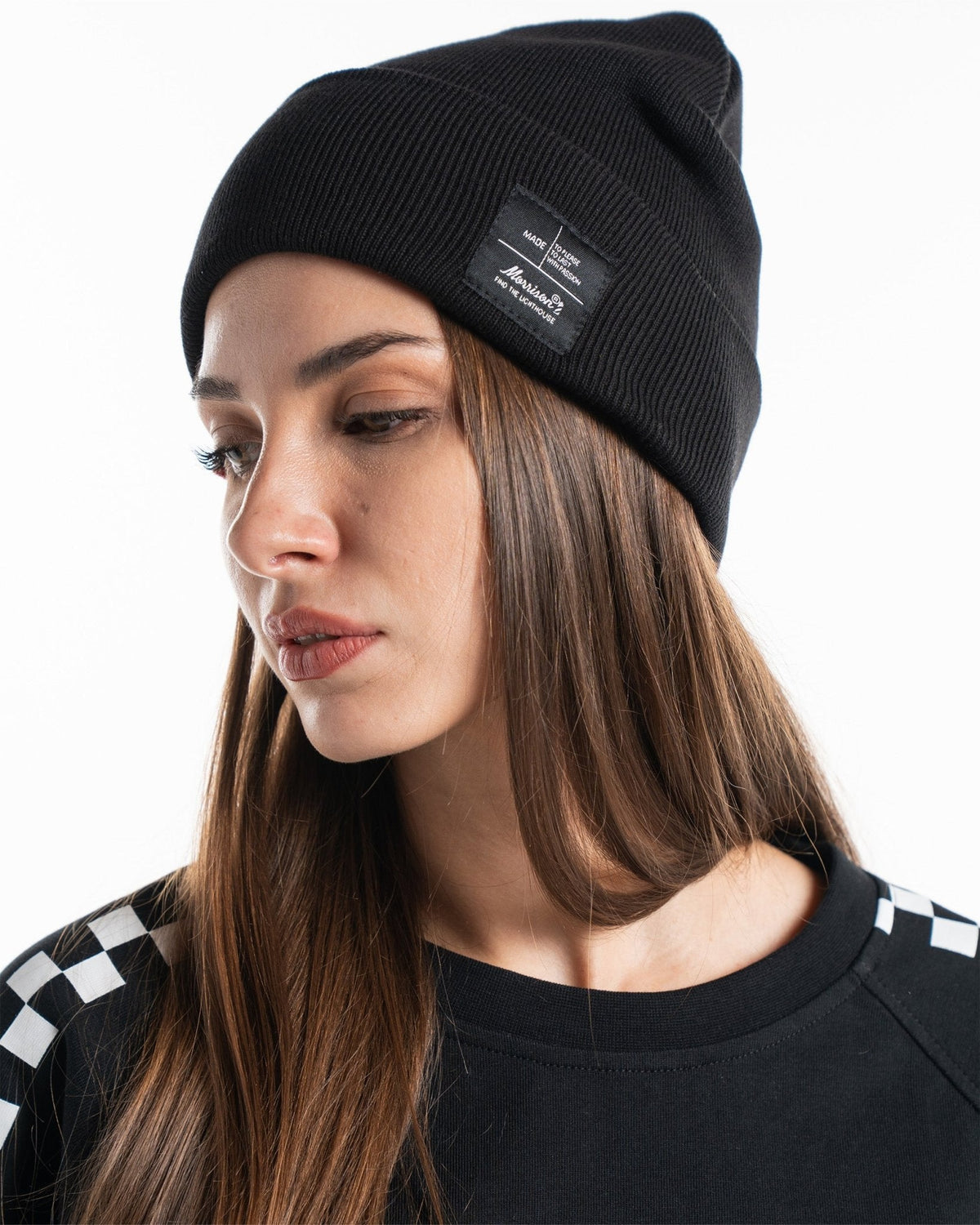RAW PATCH BLACK BEANIE