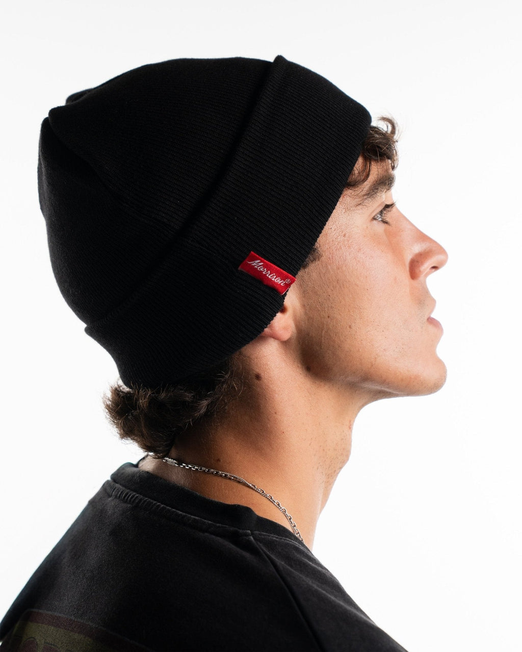 RAW PATCH BLACK BEANIE