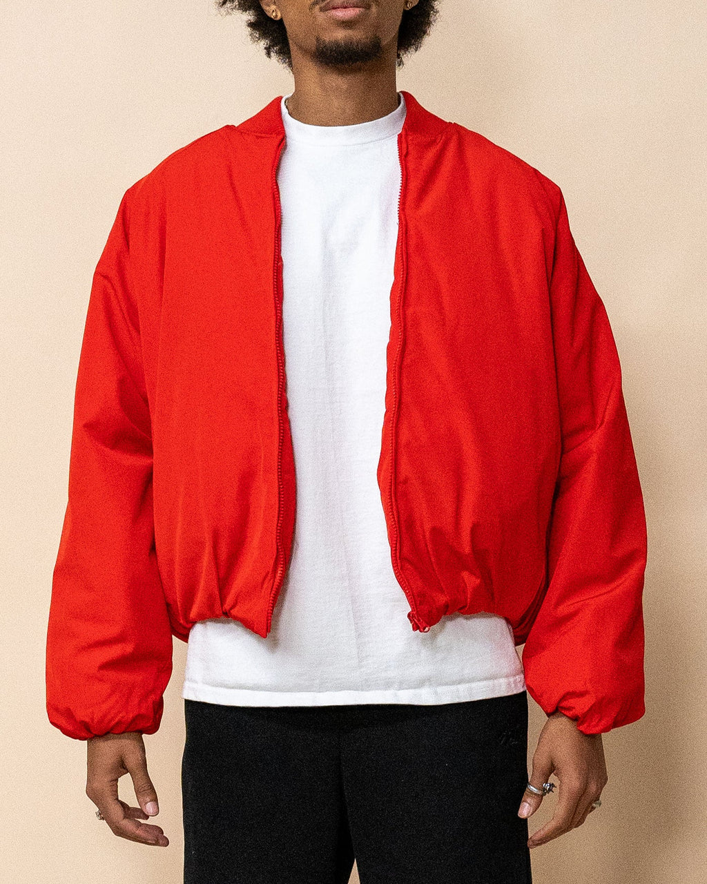 EPTM CAPITAL CROPPED BOMBER JACKET RED