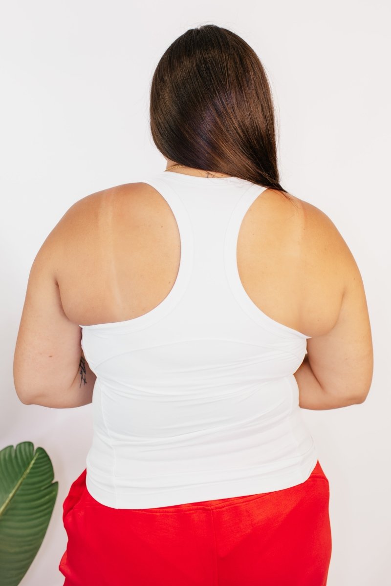 BLACK FRIDAY DEAL: Second Skin White Racerback Tank - Reg & Curvy