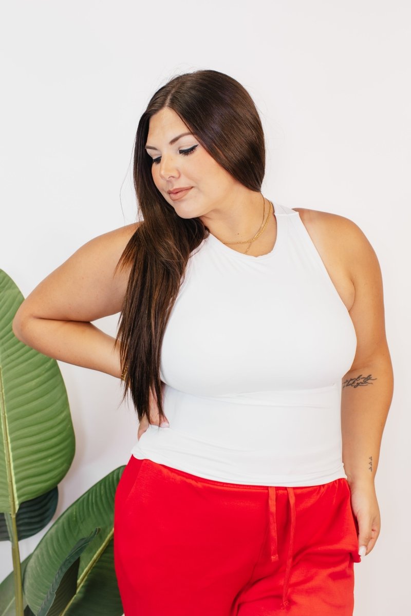 BLACK FRIDAY DEAL: Second Skin White Racerback Tank - Reg & Curvy