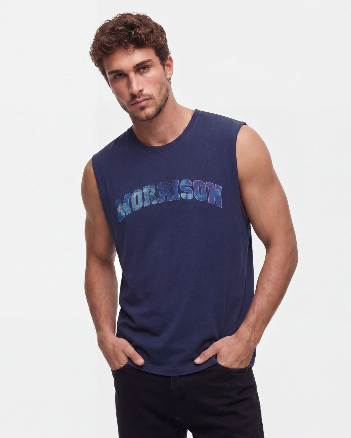 SKY NAVY BOXY TANK TOP