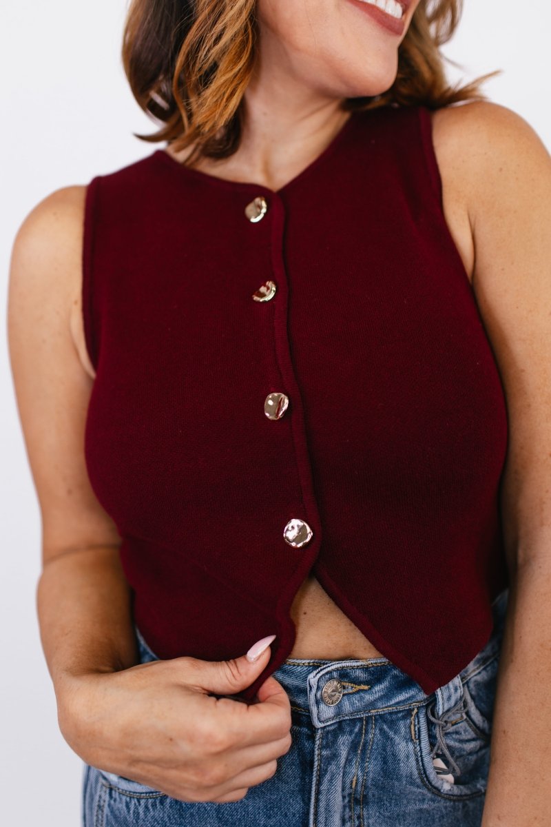 BLACK FRIDAY DEAL: Split Decision Vest in Red Wood- FINAL SALE