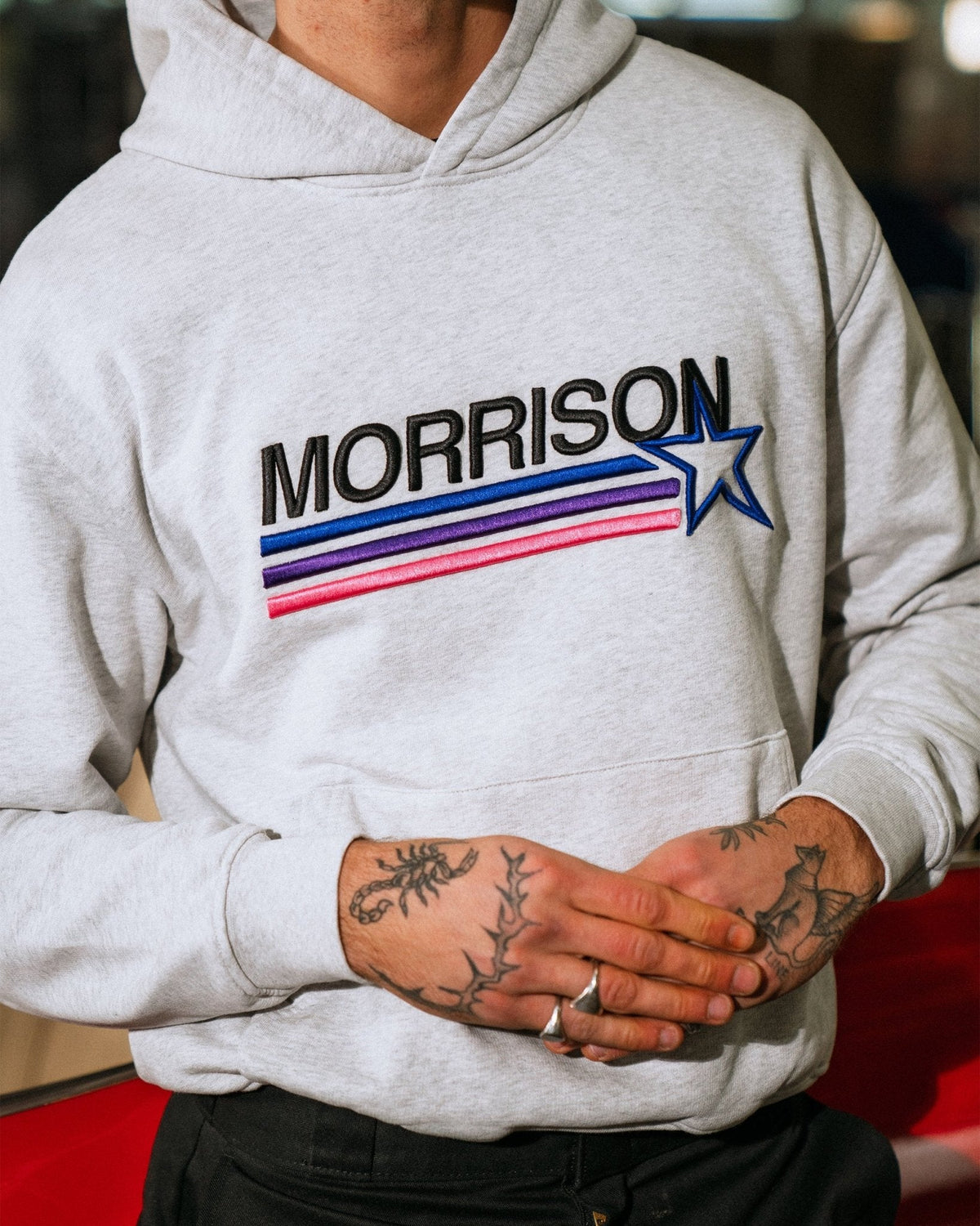 STAR GREY BOXY HOODIE